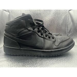 Nike Air Jordan 1 Mid Triple Black Shoes Sneakers  Men’s Size 10 USED